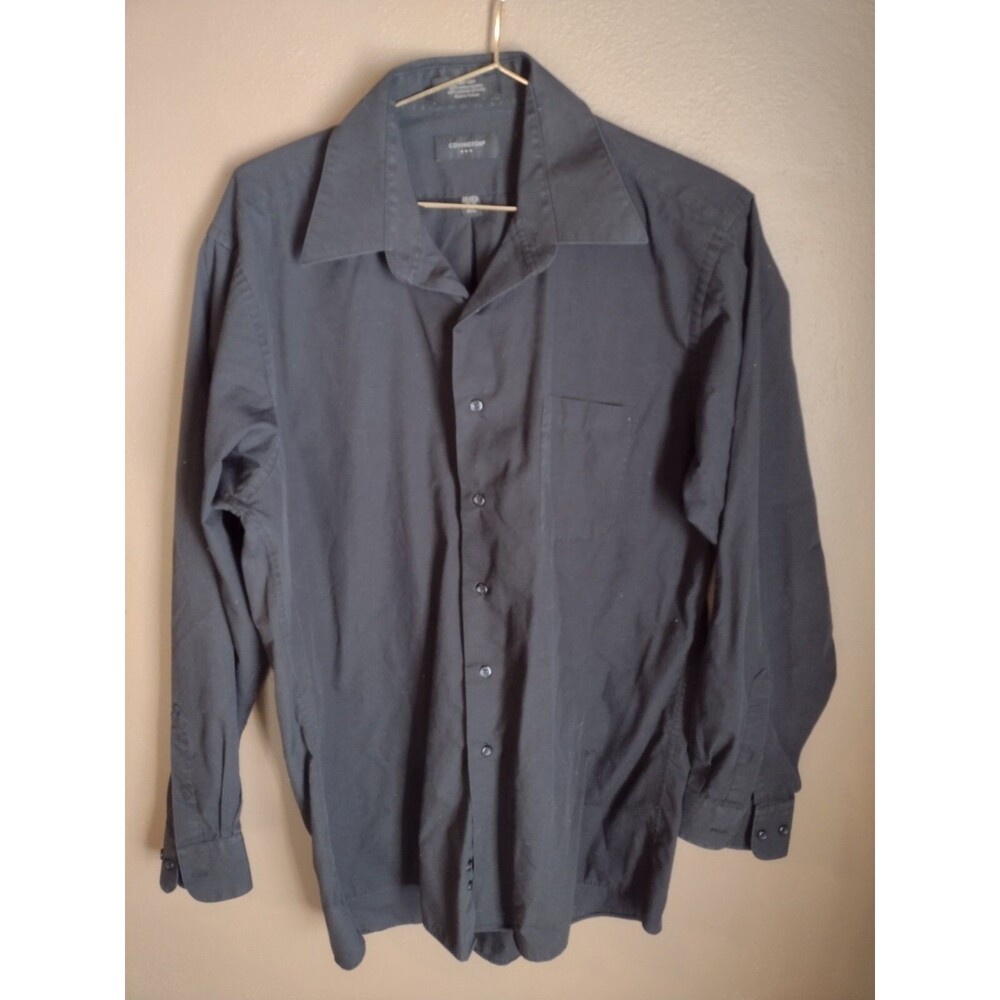 Covington Men’s Button Up Long Sleeve Collared Shirt Medium Black 15-15.5, 34-35
